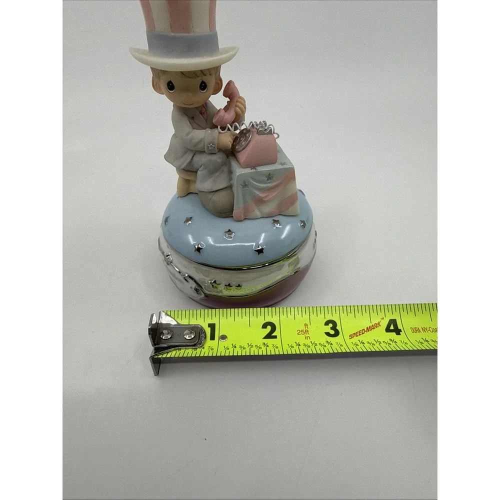 Precious Moments Let Freedom Ring Porcelain Music Trinket Box A0254 2003 Works